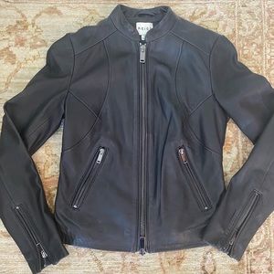 REISS NWOT Black Leather Jacket Size 4